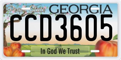 GA license plate CCD3605