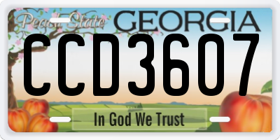 GA license plate CCD3607