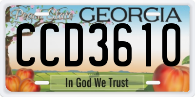 GA license plate CCD3610