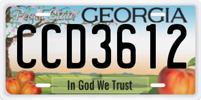 GA license plate CCD3612