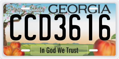 GA license plate CCD3616
