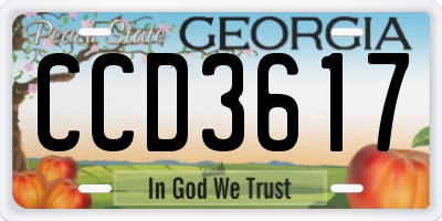 GA license plate CCD3617