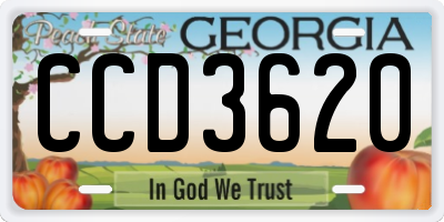 GA license plate CCD3620