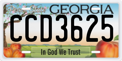 GA license plate CCD3625