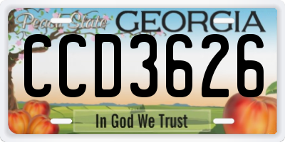 GA license plate CCD3626