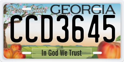 GA license plate CCD3645