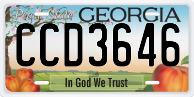 GA license plate CCD3646