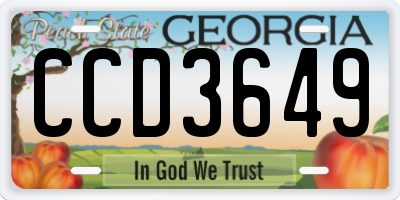 GA license plate CCD3649