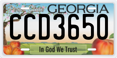 GA license plate CCD3650