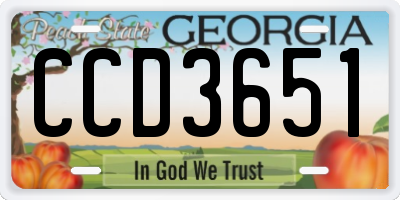 GA license plate CCD3651