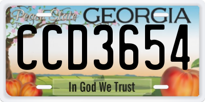 GA license plate CCD3654