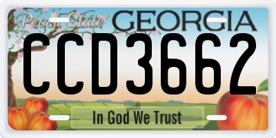 GA license plate CCD3662