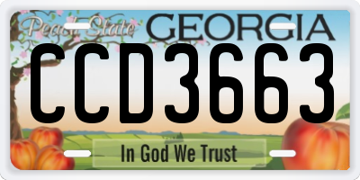 GA license plate CCD3663