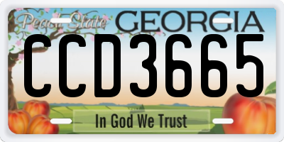 GA license plate CCD3665