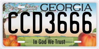 GA license plate CCD3666