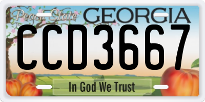 GA license plate CCD3667