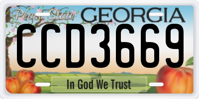 GA license plate CCD3669