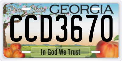 GA license plate CCD3670