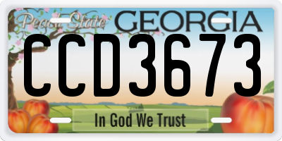 GA license plate CCD3673