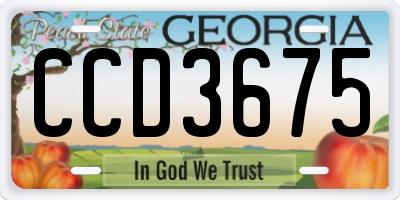 GA license plate CCD3675