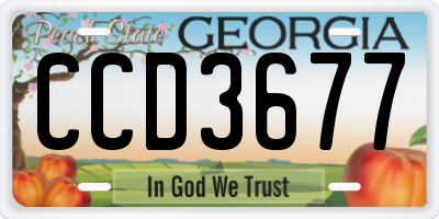 GA license plate CCD3677
