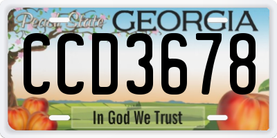 GA license plate CCD3678