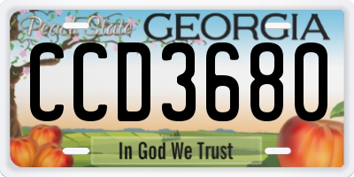 GA license plate CCD3680