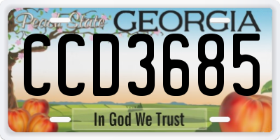 GA license plate CCD3685