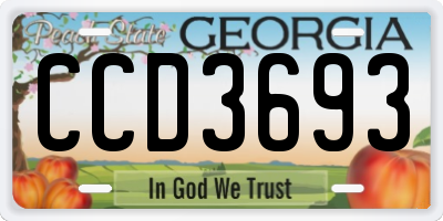 GA license plate CCD3693