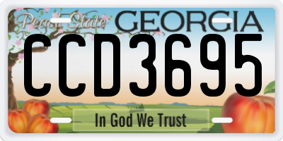 GA license plate CCD3695