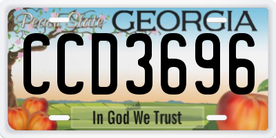 GA license plate CCD3696