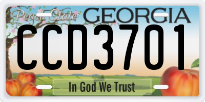 GA license plate CCD3701