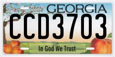 GA license plate CCD3703