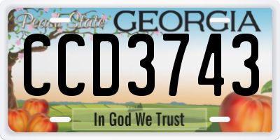 GA license plate CCD3743