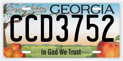 GA license plate CCD3752