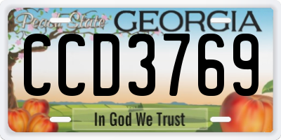 GA license plate CCD3769
