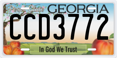 GA license plate CCD3772