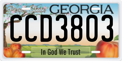 GA license plate CCD3803