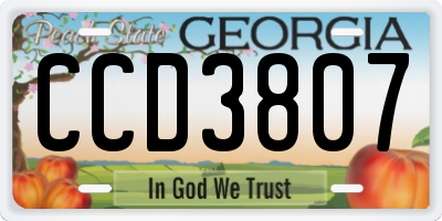 GA license plate CCD3807