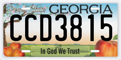 GA license plate CCD3815