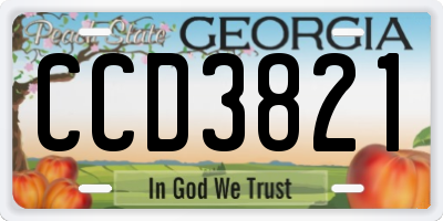 GA license plate CCD3821