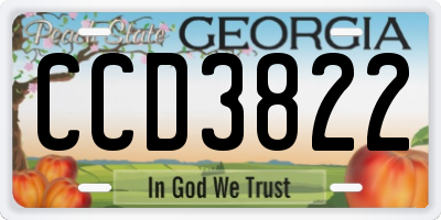 GA license plate CCD3822