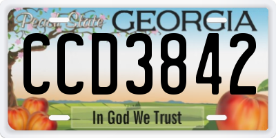 GA license plate CCD3842