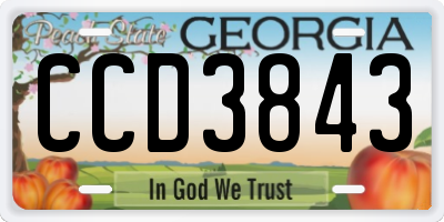 GA license plate CCD3843