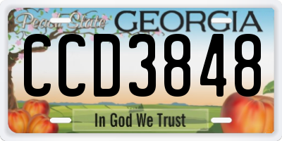 GA license plate CCD3848