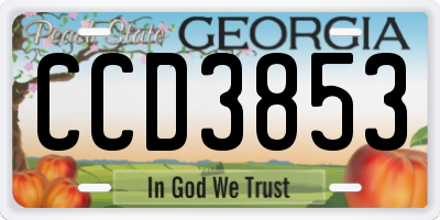 GA license plate CCD3853