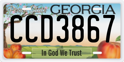 GA license plate CCD3867