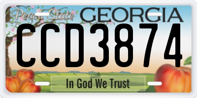 GA license plate CCD3874