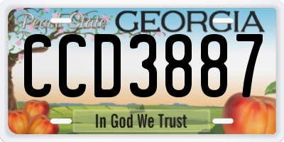 GA license plate CCD3887