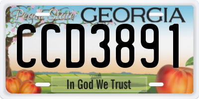 GA license plate CCD3891